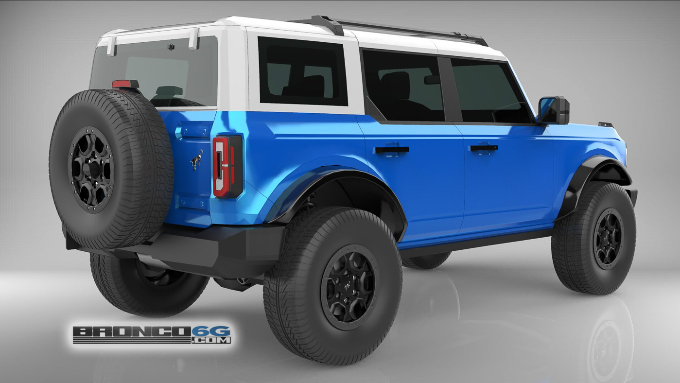 Ford Bronco 4 Door Bronco Colors 3D Model Visualized Velocity Blue White Top 4 Door 2021 Bronco 3D Model Rear