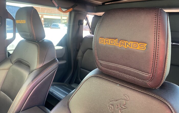 Custom embroidered Badlands headrests