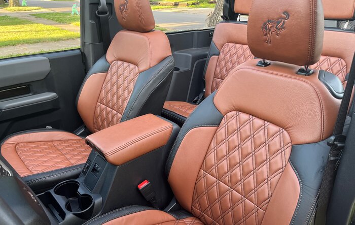 New Katzkin Seats w/ Custom Embossed Bronco Embroidery