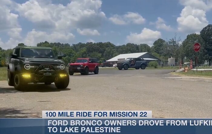 Bronco owners make 100-mile drive in Texas to raise awareness for veteran suicide