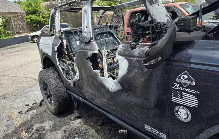 Bronco on Bronco Arson! Set on Fire by Other Bronco Owners