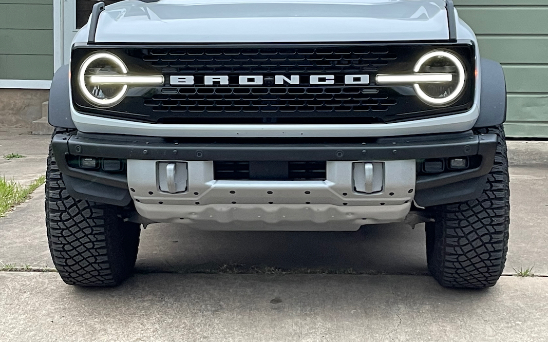 Raptor Front Skid Plate installed on standard Bronco bumper | Bronco6G ...